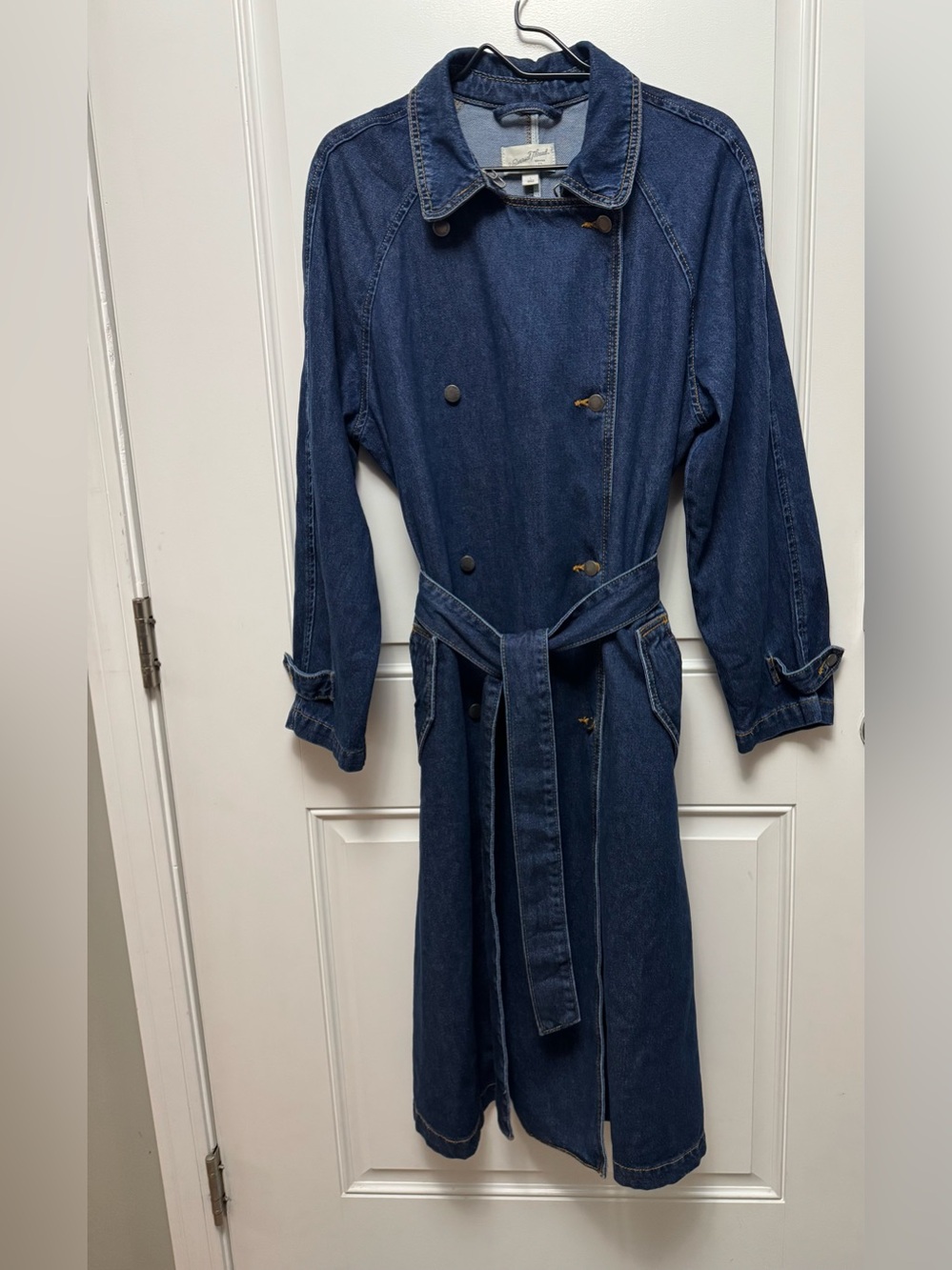 Universal Thread Dark Blue Denim Trench Coat with Belt